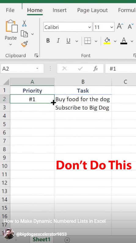 How to Make Dynamic Numbered Lists in Excel