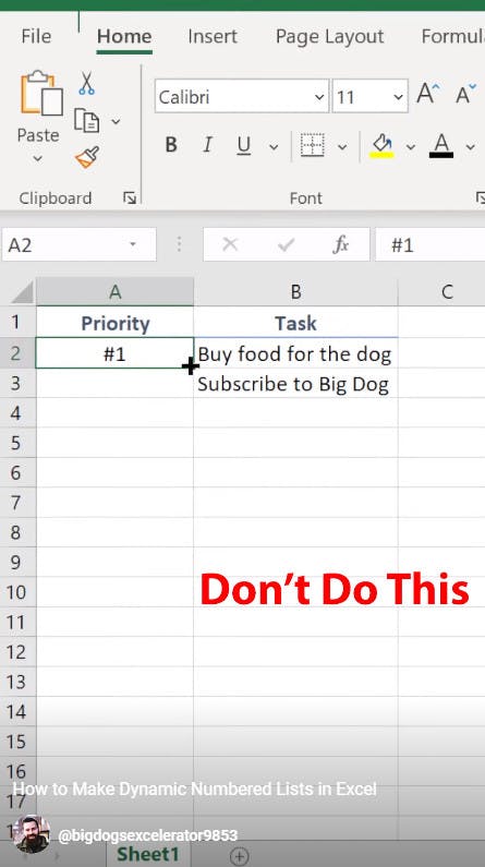 How to Make Dynamic Numbered Lists in Excel