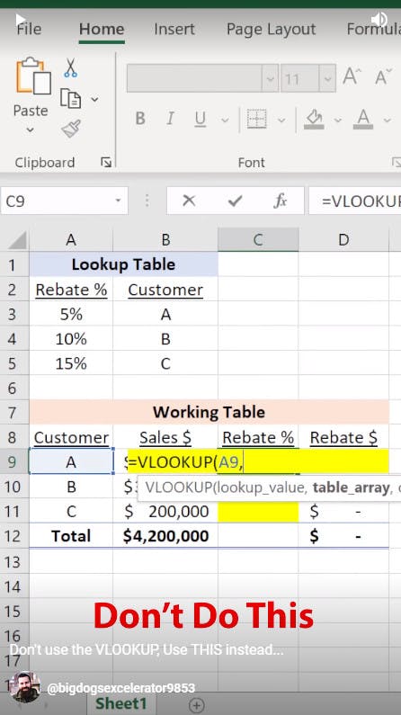 Don't use the VLOOKUP, Use THIS instead...